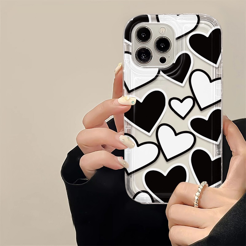 IPHONE Love Case Kompatibel Untuk Iphone14 13 12 11 Pro XS Max X Xr7 +8 Plus Casing Ponsel Lembut Transparan TPU Silikon Shockproof Cover