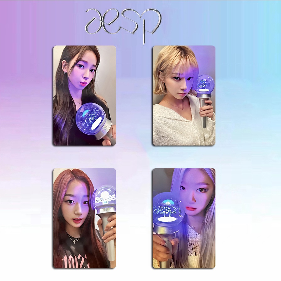 4pcs/set AESPA Lightstick Photocards MY WORLD AM K4 Kartu Lomo Kpop Postcards Koleksi Khusus