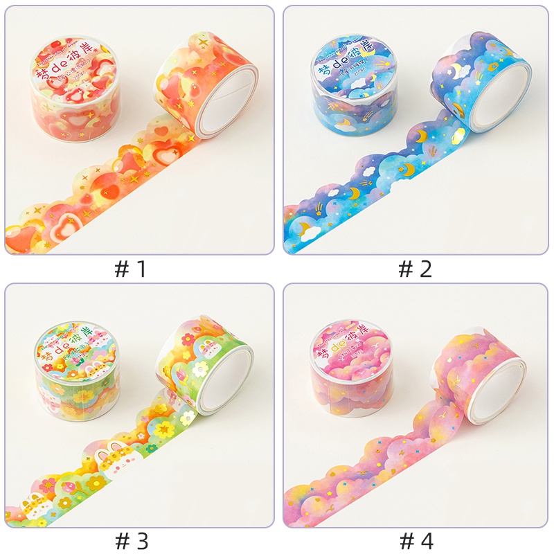 3meter Lucu Bronzing Awan Gelombang Series Washi Tape Scrapbook Border Bahan Deco Sticker