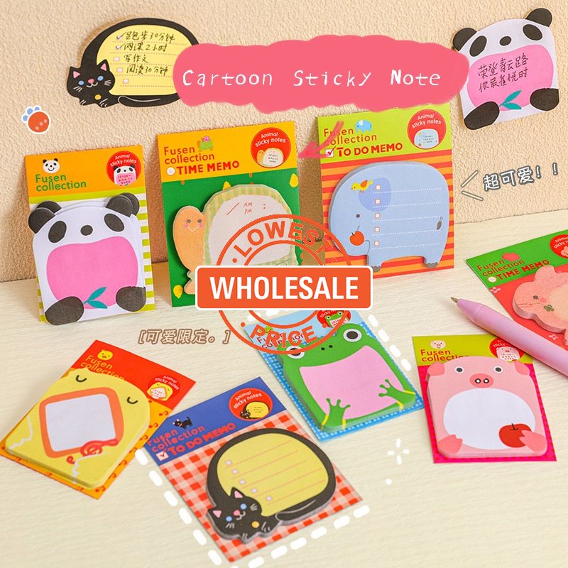 [Grosir] Pola Hewan Kartun Lucu Sticky Note INS Wind Tearable N Times Sticker Note Book Universal Belajar Kantor Notice Note Sticker Portable Sticky Memo Stickers