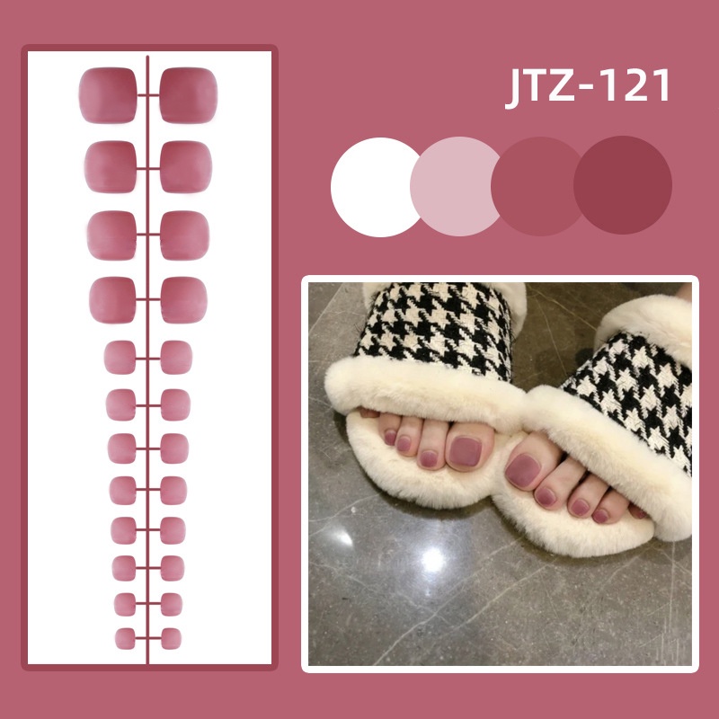 24pcs/set Toe Kuku Palsu Set Dengan Desain Dengan Stiker