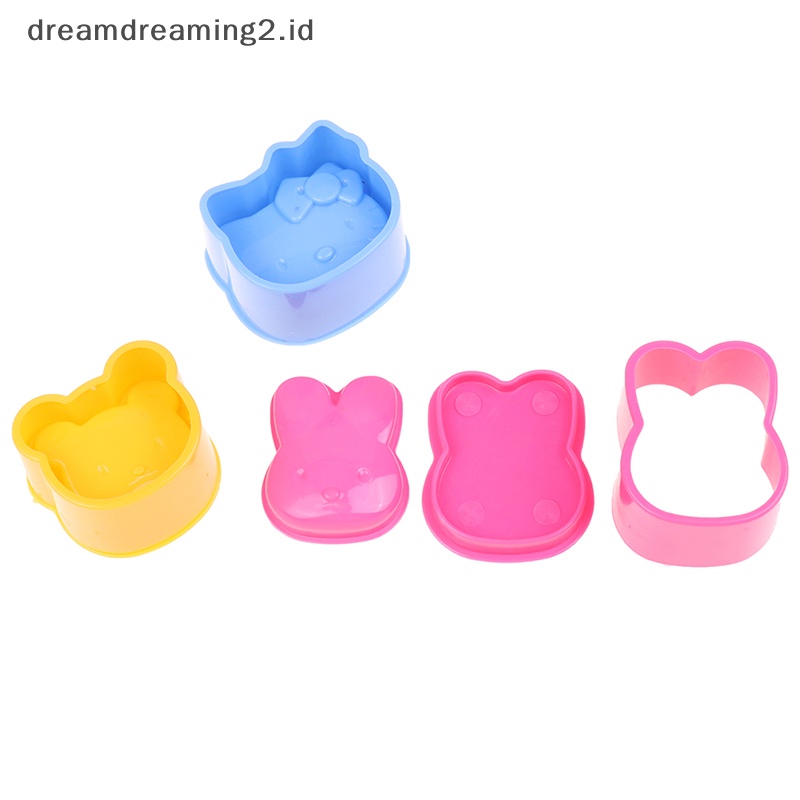 (drea) 3pcs Cetakan Dapur Untuk Sushi Onigiri Kartun Bunny Kitty Bear Rice Ball Mold//