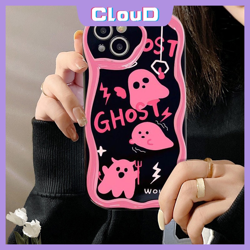 IPHONE Casing Ponsel Monster Kecil Hantu Lucu Imut Kompatibel Untuk Iphone7 8 6s 6plus11 13 12 14 Pro Max XR X XS Max SE 2020 Shockproof Glossy 3D Wavy Curved Edge Soft Tpu Cover