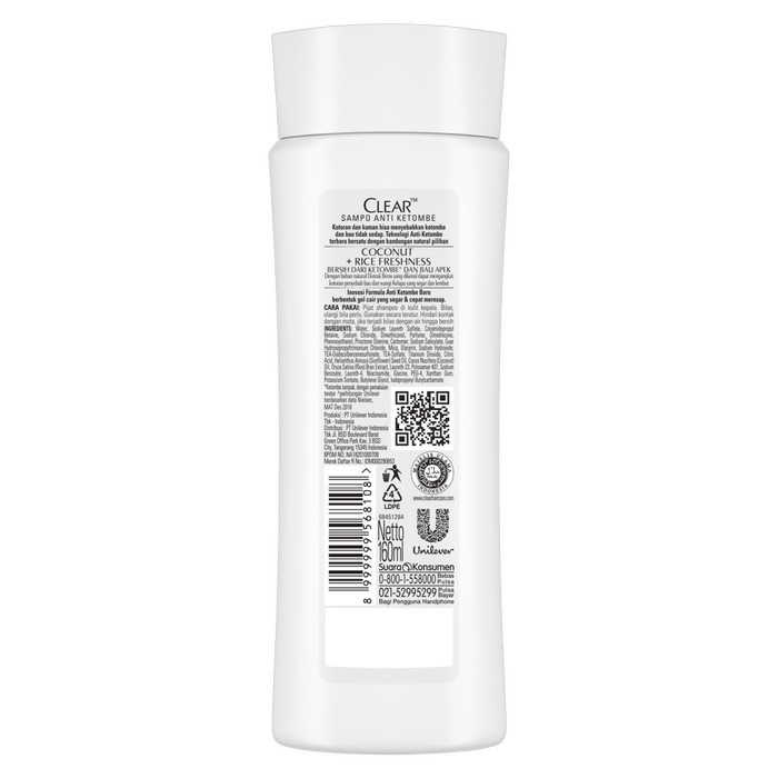 CLEAR Shampoo Coconut Oil + Rice 160ml