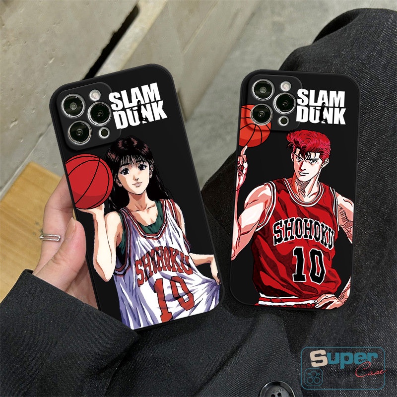 Sakuragi Hanamichi Haruko Akagi Cute Couple Phone Case Kompatibel Untuk iPhone XR 6S 7 8 6 Plus 11 13 14 12 Pro Max X XS Max SE 2020 Anime Tepi Lurus Kartun Slam Dunk Soft Cover