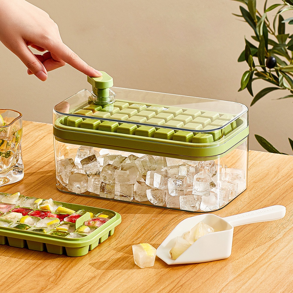 Summer Essential Mini Ice Cube Tray With Box Cetakan Es Silikon Food Grade Tekan Dan Beku Dengan Pembuat Es Batu Silikon