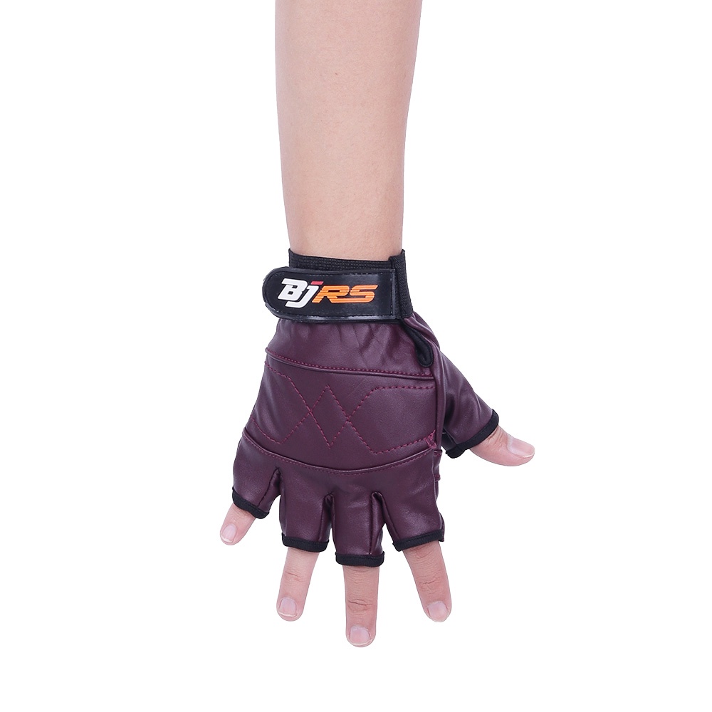Sarung Tangan Motor Glovien Kulit Sintetis Setengah Jari Hitam Half Finger