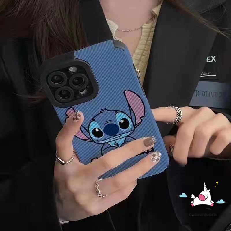 IPHONE Cute Crayon Shin-chan Kartun Stitch Phone Case Kompatibel Untuk Iphone11 14 12 13 Pro XR 7 8 Plus MAX X XS MAX Shockproof Tekstur Kulit Mewah Lembut Tpu Silicon Cover