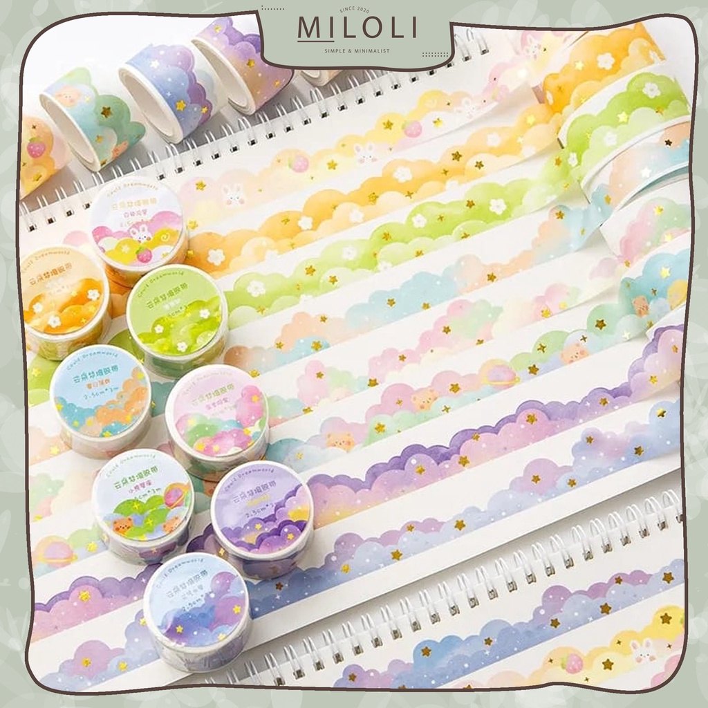 

[MILOLI] 1Pcs STICKER CLOUD DREAMWORLD Pita Deco Masking Tape Jurnal DIY Scrapbook AGUGU - A0041