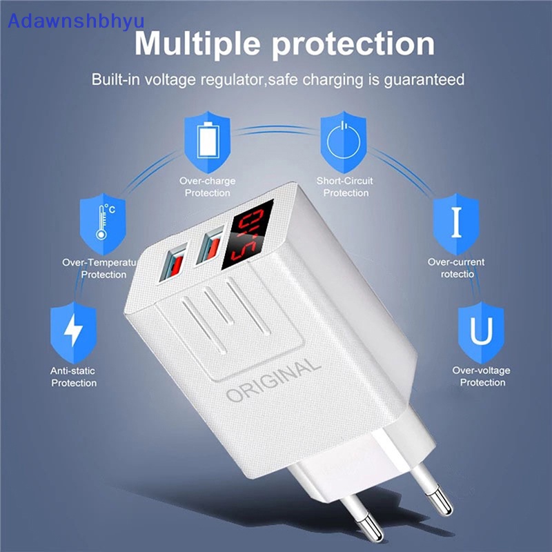 Adhyu 45W QC 3.0 USB Charger LED digital display Quick Charge Adaptor Cas Telepon ID