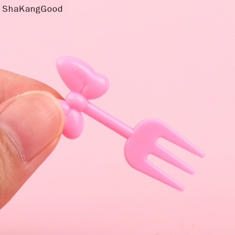 Skid 10Pcs Anak Garpu Buah Dessert Tusuk Gigi Reusable Lunch Prasmanan Picks Stick SKK