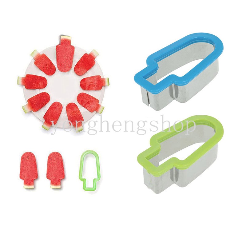 Kreatif Stainless Steel Watermelon Slicer Cutting Cetakan Popsicle Berbentuk Buah Air Melon Cutter Cookie Sandwich Mold Aksesoris Dapur