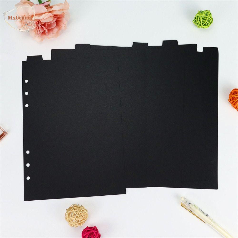 Mxbeauty Index Divider Notebook Aksesoris 6lubang Pembatas Halaman Planner Hitam A5 A6 A7 Binder Index Separator