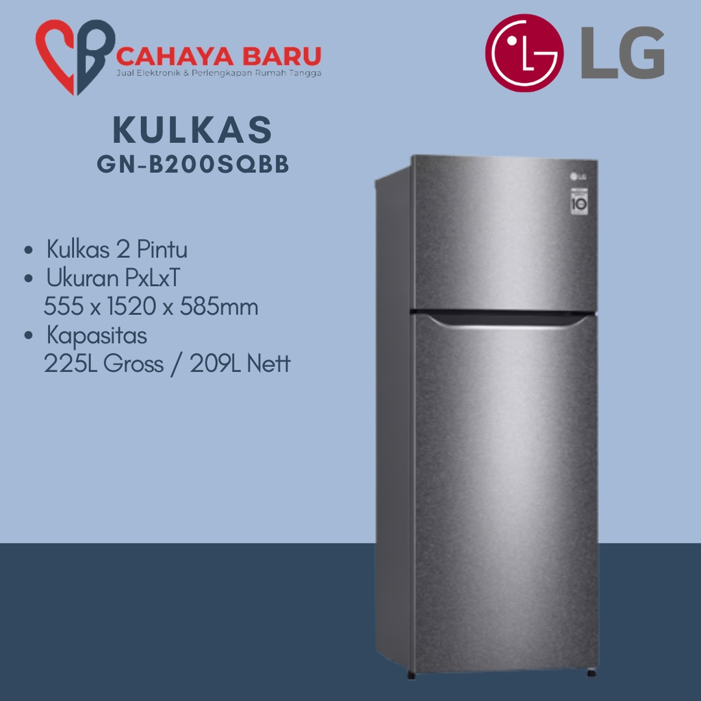 KULKAS LG REFR 2PT GN-B200SQBB