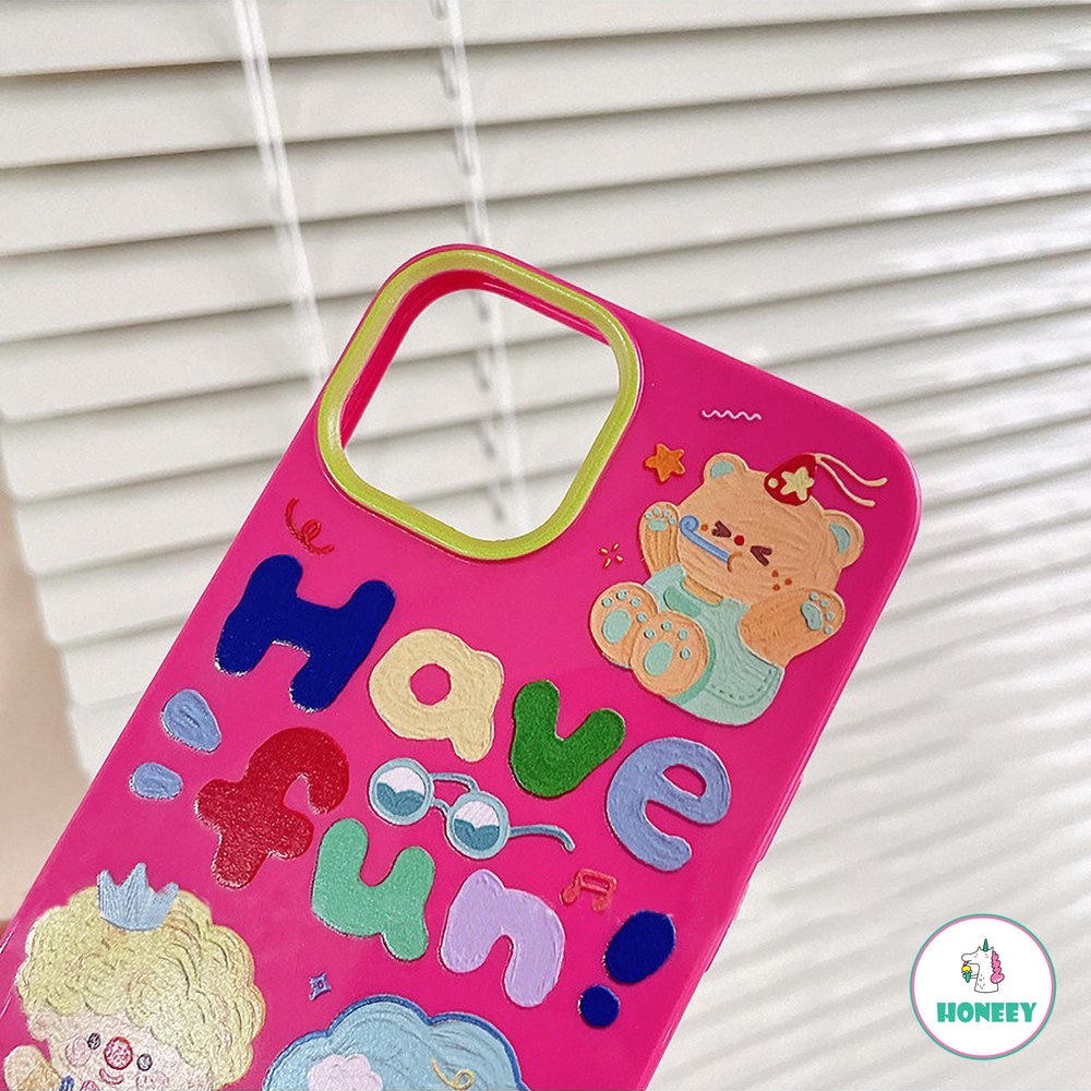 IPHONE Korea INS Kartun Graffiti Phone Case Untuk Iphone14 13 12 11 Pro Max XR Xs8 7 Plus Cute Rose Red Lembut TPU Penutup Belakang