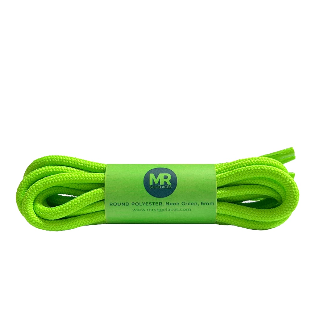 Original MR Shoelaces RP29 Neon Green (Hijau Menyala) Tali Sepatu Bulat Round Big 6mm Shoelaces 90cm 100cm 120cm 150cm 180cm-200cm Polyester Premium Shoelaces