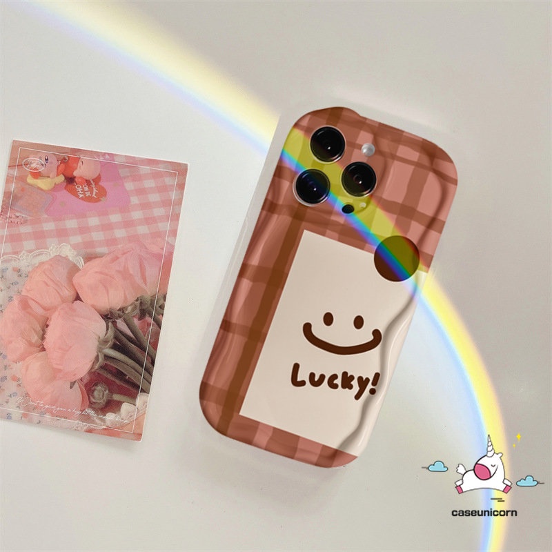 Casing Ponsel Tepi Melengkung Bergelombang Kreatif 3D Kompatibel Untuk iPhone 7Plus 8Plus XR 11 14 13 12 Pro Max6 6s 7 8 Plus X XS Max SE 2020 Lembut Tpu Kartun Teh Susu Smiley Lucu Penutup Belakang