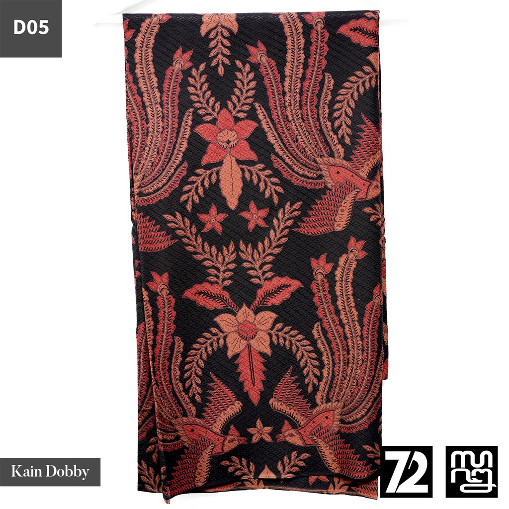 BAHAN BATIK PREMIUM Dobby Dobi Dobbi Dolbi Motif Burung Warna Hitam Merah 723658 Cap 72 Jarik Jarit Samping Kebat Panjang Batik Dobby Modern Premium Bahan Seragam Batik Pernikahan Kantor Keluarga Murah Kamen Jadi Batik Bali Lembaran