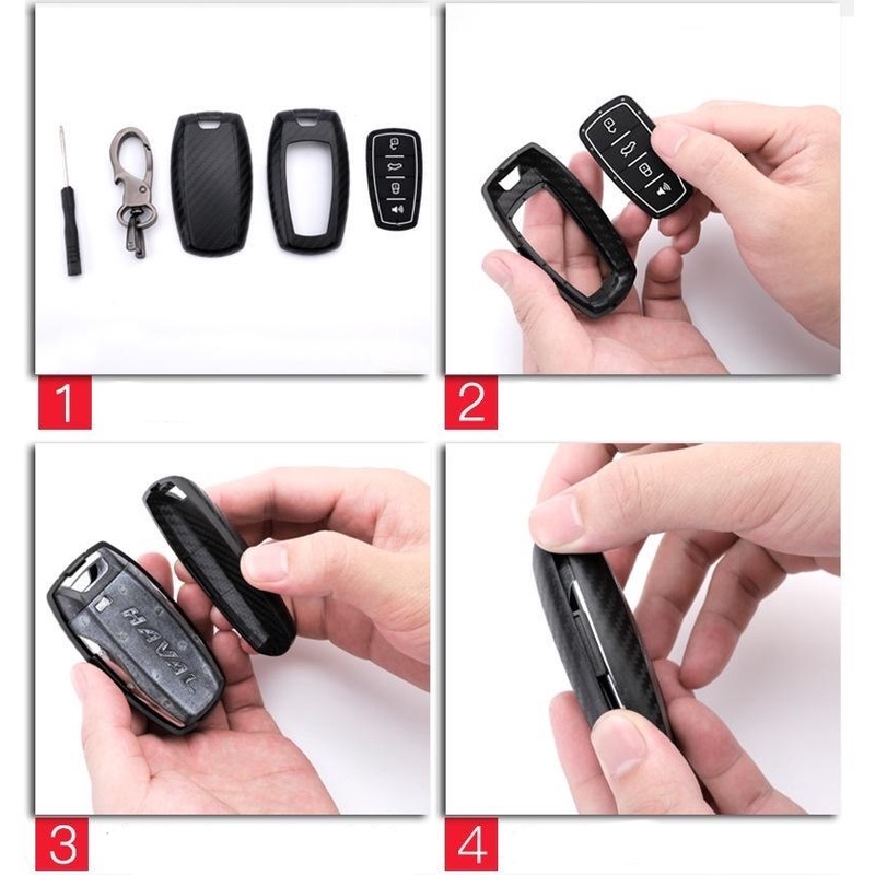 Untuk Mitsubishi Lancer ASX Triton Xpander keyless remote control Pola Serat Karbon keycase Mobil