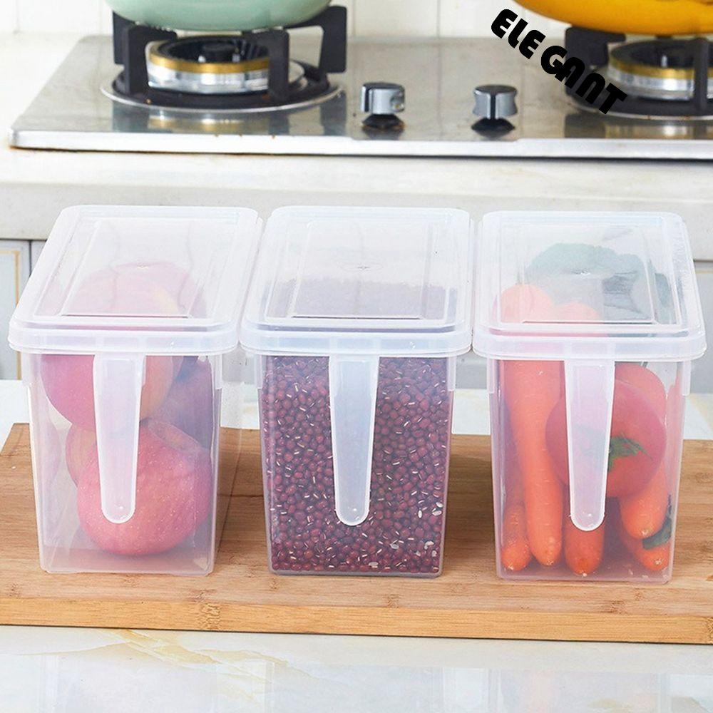 [Elegan] Wadah Penyimpanan Makanan Sayur Penyimpanan Kulkas Storage With Handle Transparan Kulkas Plastik Sealed Box