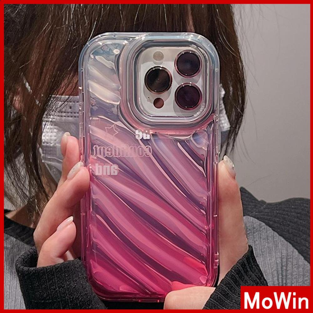 For iPhone 14 Pro Max iPhone Case Laser Reflective Clear Phone Case TPU Soft Case Airbag Shockproof Gradient Pink English Compatible with iPhone 13 Pro max 12 Pro Max 11 xr xs max