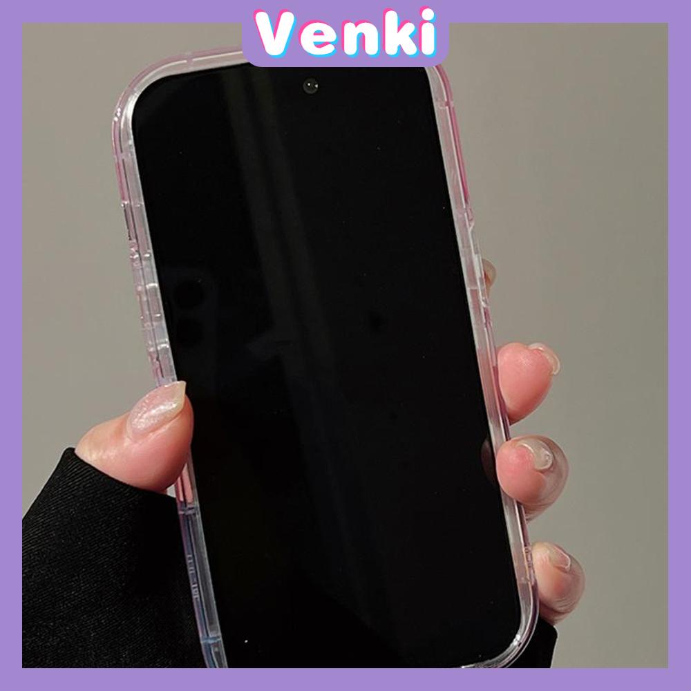 VENKI - For iPhone 11 iPhone Case Laser Reflective Transparent Phone Case TPU Soft Shockproof Airbag Case Protective Camera Pink English Compatible with iPhone 14 13 Pro max 12