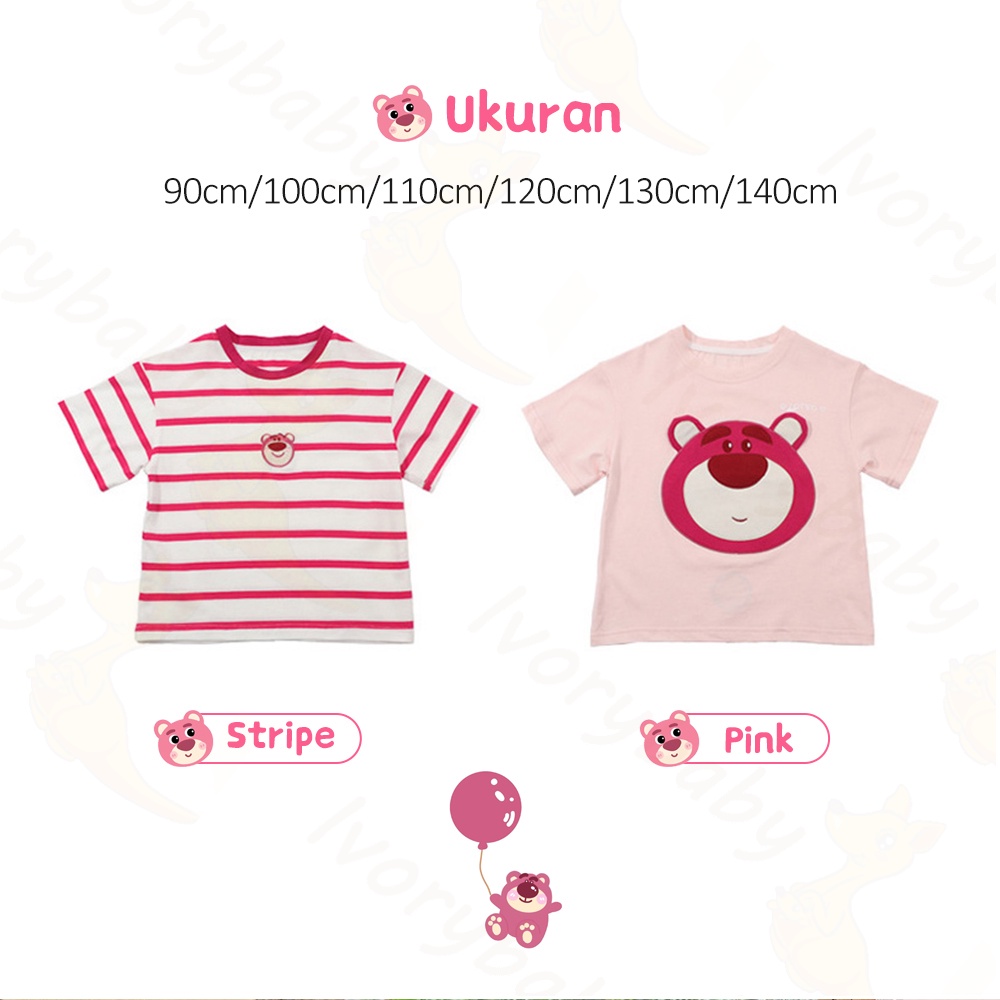 Ivorybaby Pinky bear T-shirt Kaos anak perempuan katun Baju anak cewek
