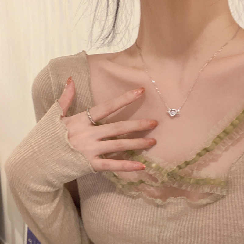 Kalung Berlian Hati Y2K Zirkon Cupid Liontin Kalung Untuk Wanita Fashion Perhiasan Aksesoris