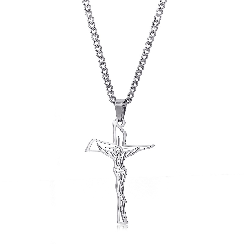 Z H Perhiasan Lapis Emas 18K 24K Gold S925 Perak Vintage Punk Exorcism Cross Pendant Pria Dan Wanita Fashion Anti Karat Kalung Hip Hop Baja Titanium Aksesoris Pesta