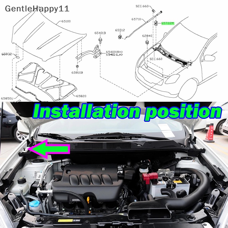 Gentlehappy Hitam Penahan Untuk Nissan Qashqai Dualis J10 Navara D40 Pathfinder Hood Support id