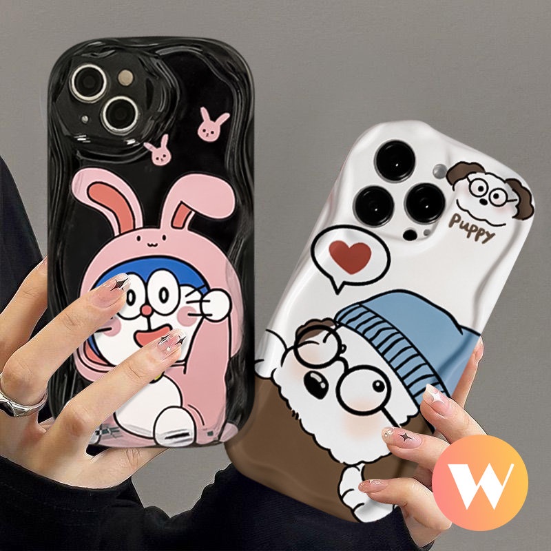 Pasangan Soft Case Untuk Realme C25Y C35 C55 C15 Realme 5 9i 6i 5i 5s 7i C31 C33 C12 C21 C25 C20 C25s C11 C30 C17 C3 C20A C21Y Doraemon Rabbit Cute Puppy 3D Wavy Curved Edge Cover