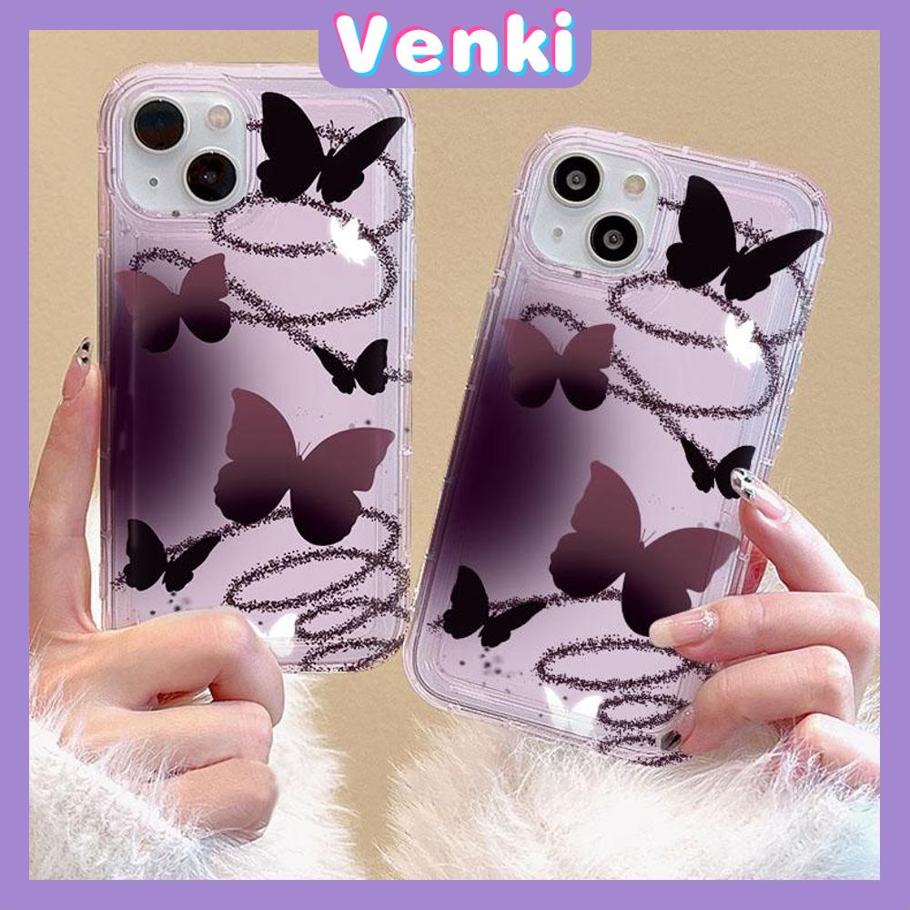 VENKI - For iPhone 11 Case Clear Phone Case TPU Soft Case Airbag Shockproof Protection Camera Cool Gradient Butterfly Compatible with iPhone 14 13 Pro Max iPhone 12 Pro Max XR XS 7