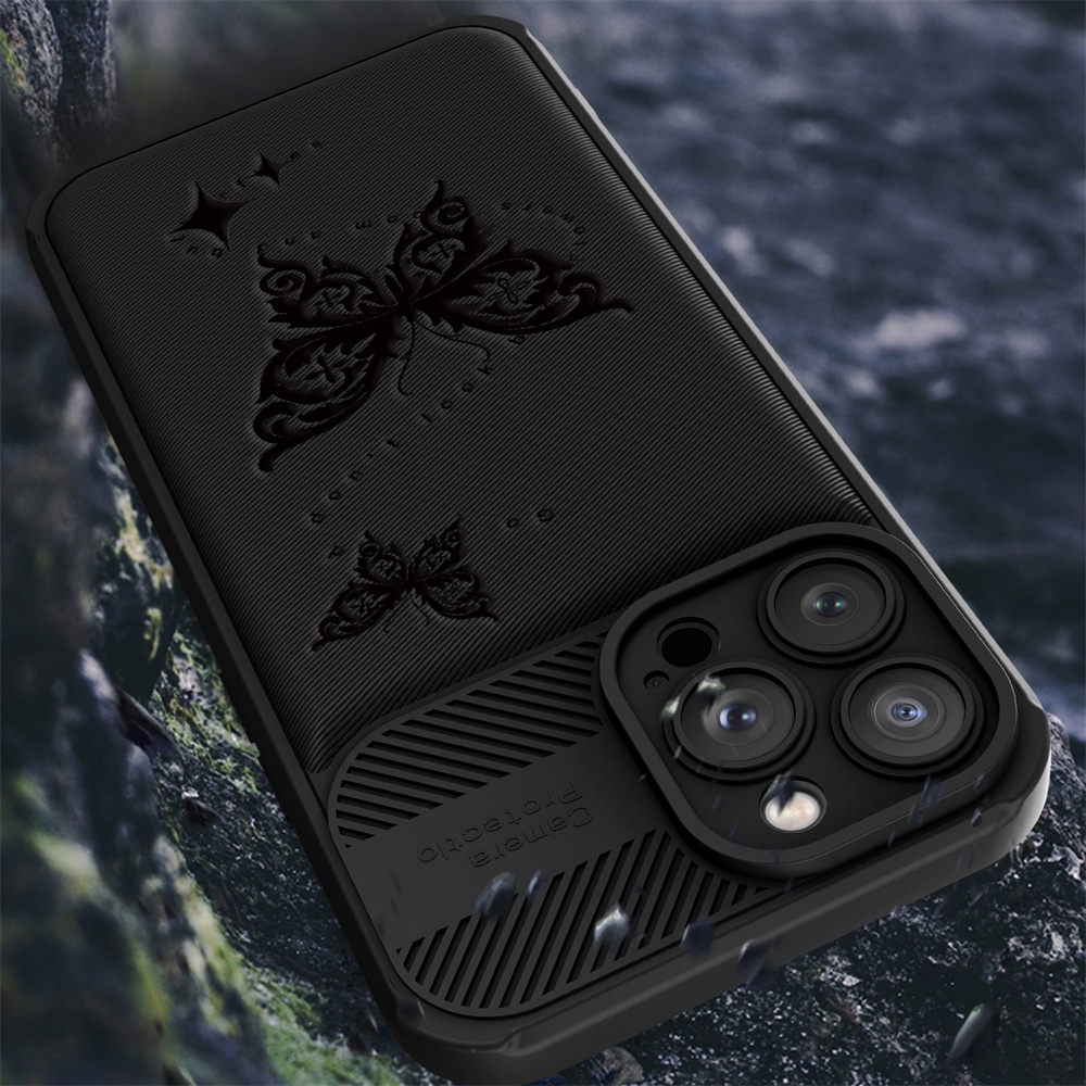 Case Serat Karbon Realme C55 C35 C33 C31 C21Y C25Y RealmeC25 C25S C15 C12 C3 C2 Realme 5 5i 5S 6i C3 Dark Butterfly Cross Grain Phone Case Cover