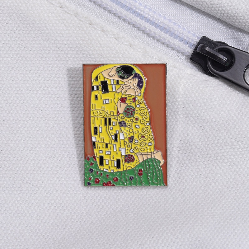 The Kiss By Klimt Art Lukisan Minyak Enamel Pin Kerah Lencana Ransel Bros Pakaian Perhiasan Hadiah Aksesoris