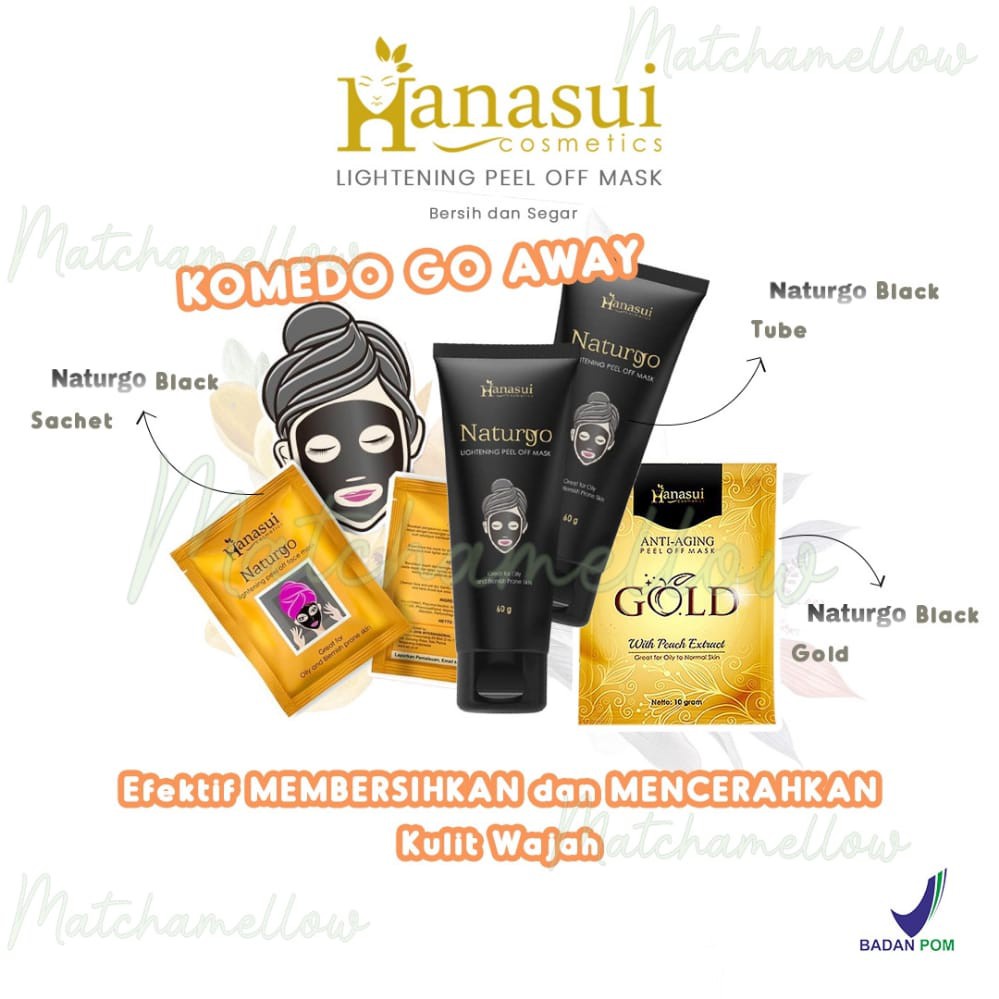 NUZ -  ❄️MATCHA❄️HANASUI NATURGO PEEL OF MASK/NATURGO HITAM GOLD TUBE MASKER KOMEDO ANTI AGING/MASKER TELUR