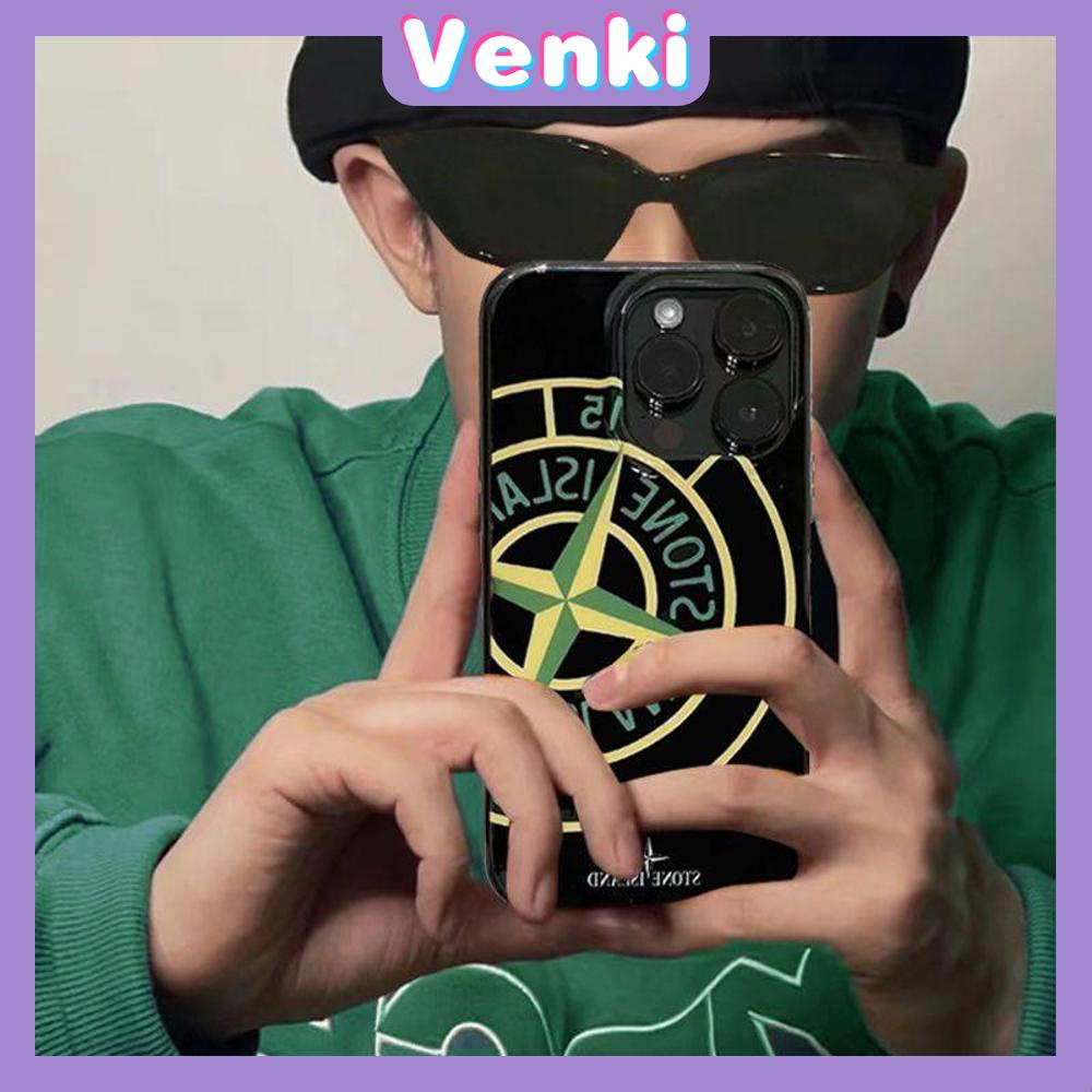 VENKI - Untuk iPhone 11 iPhone Case Hitam Glossy TPU Soft Case Tahan Guncangan Perlindungan Pompa Kamera Cute Cool Stone Island Kompatibel dengan iPhone 14 13 Pro max 12 Pro Max xr xs max 7 8