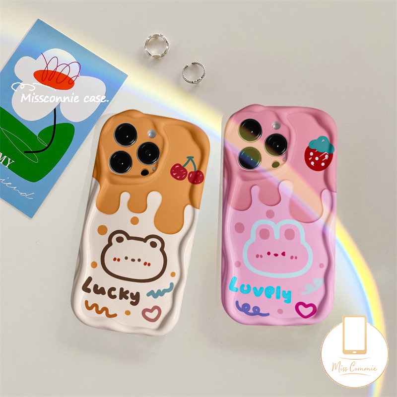 Case Kartun Pasangan Untuk Redmi 9A A1 9 10C A2 10 10A 9T 9C NFC Redmi Note12 9 10 8 11s 10S 11 10Pro Max POCO M3 Lembut 3D Wavy Curved Edge Glossy Cute Ice Cream Bear Rabbit Cover