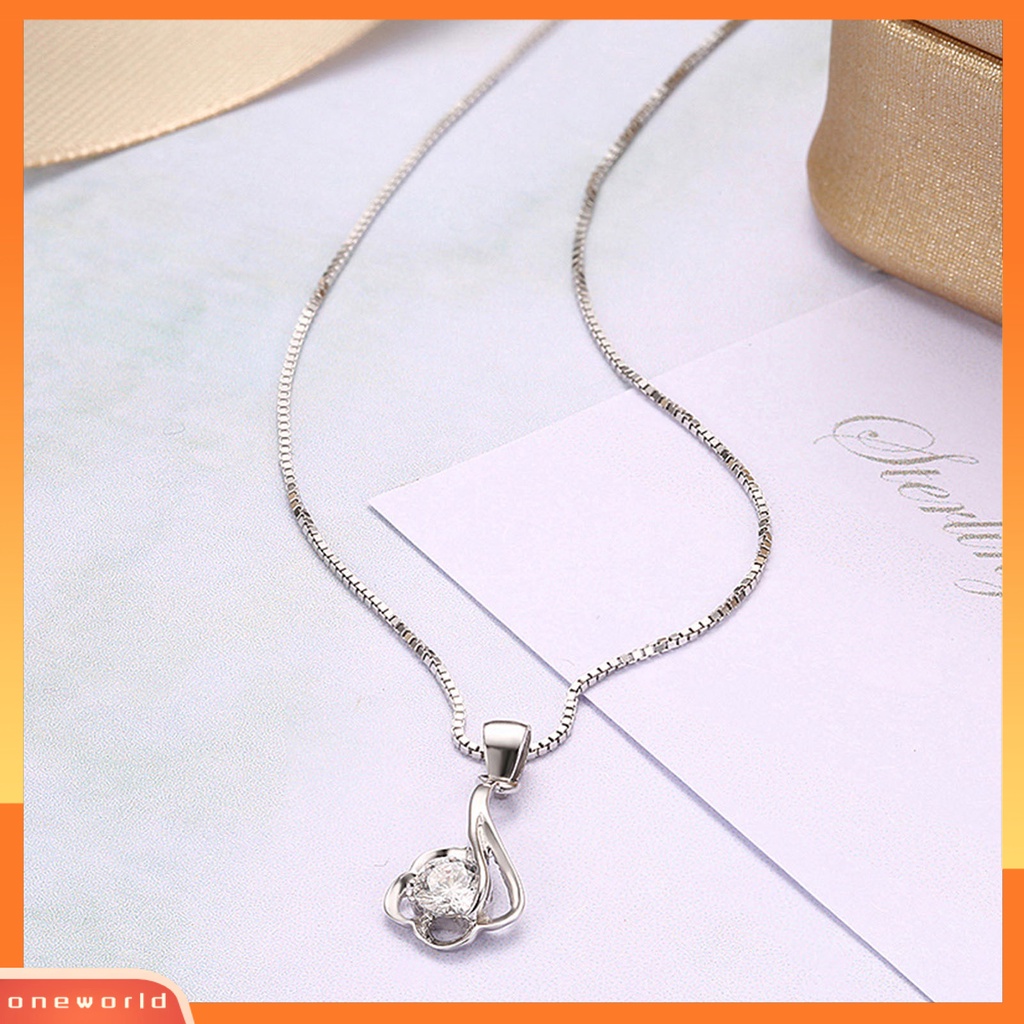 [ONE] Silverhoo 925 Perak Wanita Lucu Kalung Bunga Lingkaran Cubic Zirconia Pendant Necklace Untuk Pesta