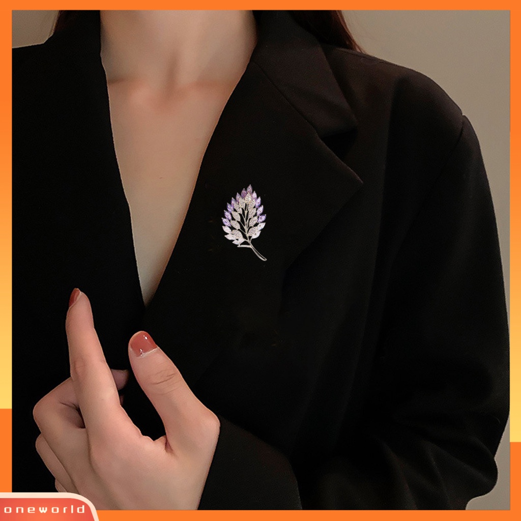 [ONE] Bros Grace Berlian Imitasi Elegan Berongga-out Daun Bros Pin Aksesoris Baju