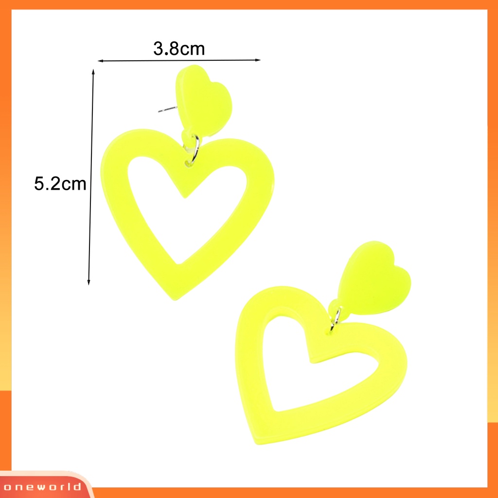 [ONE] 1pasang Anting Tusuk Anting Liontin Akrilik Hati Ringan Hypoallergenic Warna-Warni Simple Untuk Wanita
