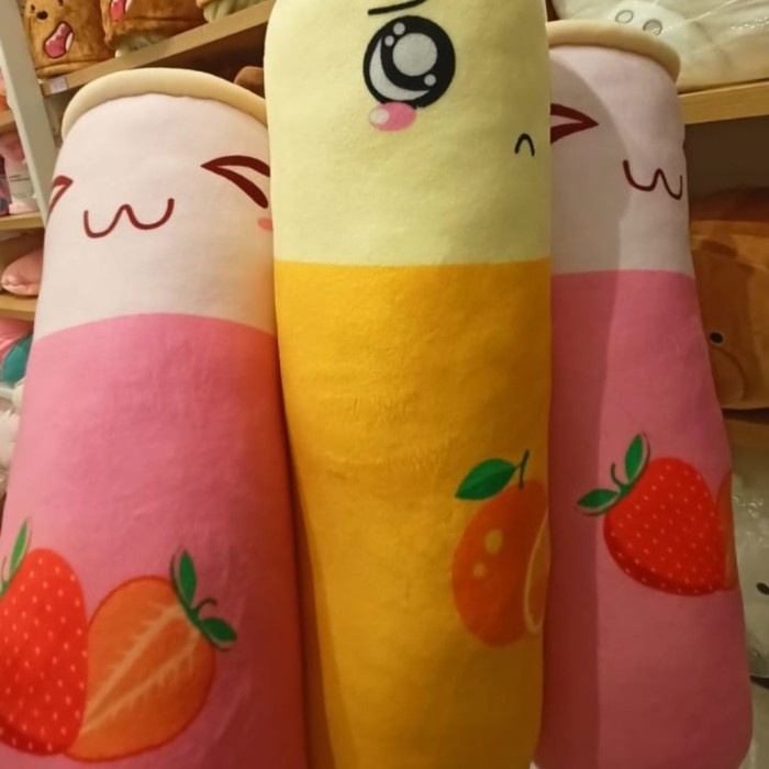 Miniso Milk Tea Pillow Bantal Guling Boneka - Orange