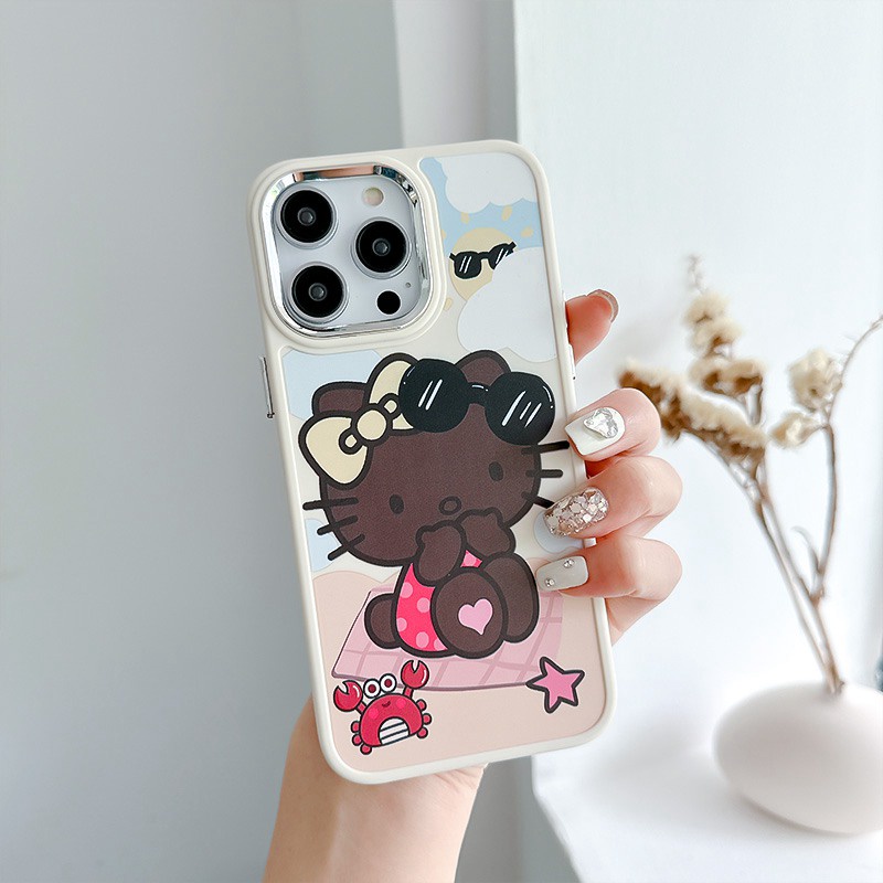 Summer Holiday Kitty Soft Silicon Case HP iP iPhone 12 13 14 Pro Max 11 Girl Woman FTD Casing Apple