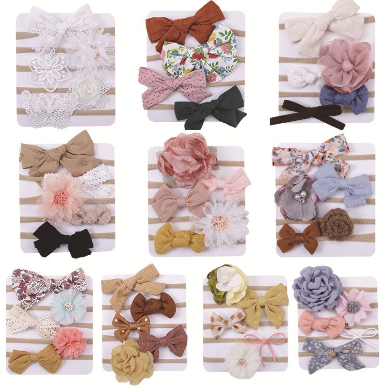 (Pimenova) bandana bayi set isi 5 baby headband bunga pita renda