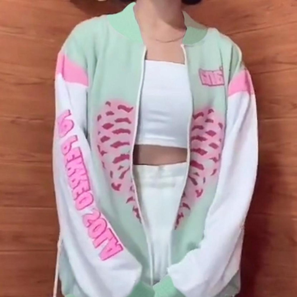 Jaket Baseball Wanita | S11 Dream Heart Varsity Korea Style | Baju Wanita | Jacket Wanita