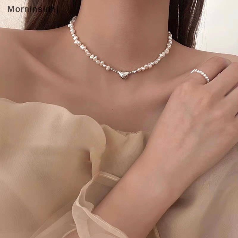 Mornin Fashion Kalung Choker Rantai Mutiara Untuk Wanita Perempuan 2022tren Perhiasan Hati Liontin Kalung Pengantin Pertunangan id