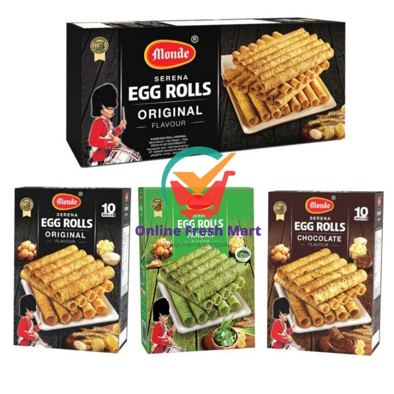 

Monde Serena Egg Roll Original Pandan cokelat besar kecil box