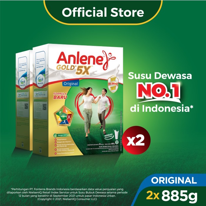

Promo Terjangkau ~ Anlene Gold 5X Susu Bubuk Dewasa Original 2x885g - Tulang & Sendi
