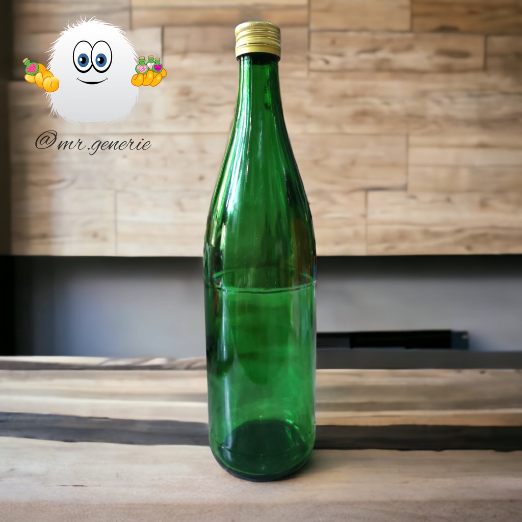 Mr.Generie 750mL Green Glass Bottle with Aluminium Lid / Botol Kaca Hijau 750 mL dengan tutup ulir a
