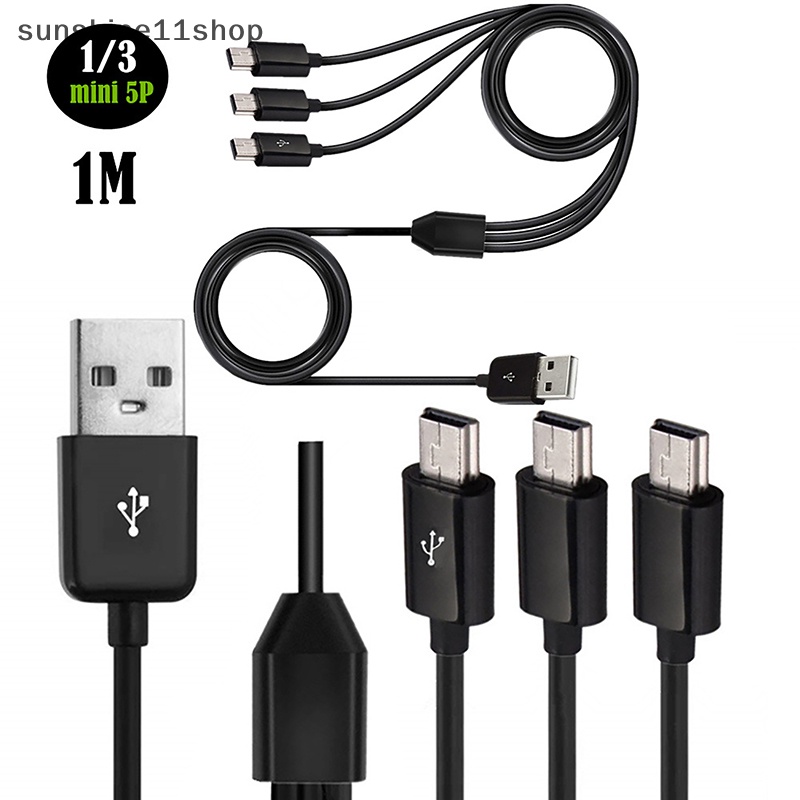 Sho 1M 3in1 Usb A Male 1sampai3 Usb 5Pin Kabel Data Charger Usb Mini Y Splitter N