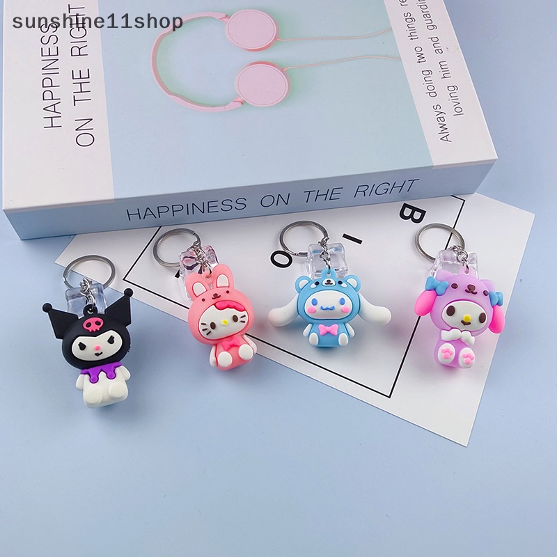 Sho Gantungan Kunci Liontin Kuromi Hello Kitty My Melody Kartun Portable Gadis Kawaii Resin Boneka Couple Key Chain Aksesoris N